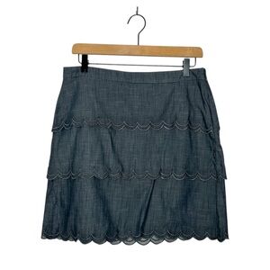 Banana Republic Tiered Scallop Hem Mini‎ Skirt Grey 8